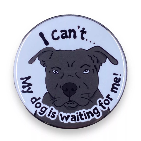 Black Pit Bull Terrier Pinback Button Handmade Dog Pin Accessories