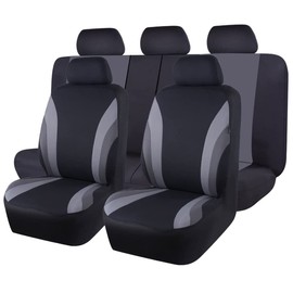 Fundas para Asientos de Automovil,Cubre Asientos para Auto,100% transpirable con esponja compuesta de 2 mm,Forros para Asientos Dividido Delantero y Trasero,para Coche Camión Furgoneta SUV(Gris)