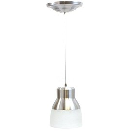 It's Exciting Lighting IEL-5778 Glass Pendant Nickel IR LED Light With Brushed Nickel And Frosted Glass Shade, Battery Operated With 24 Included LEDs