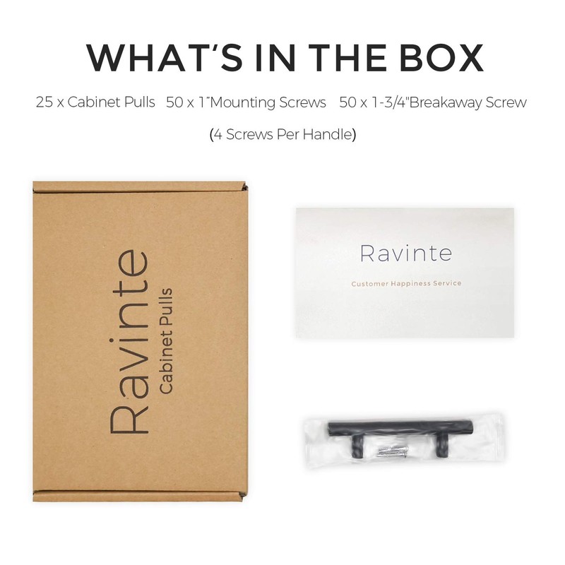 Ravinte 25 Pack | 5'' Matte Black Cabinet Pulls Stainless