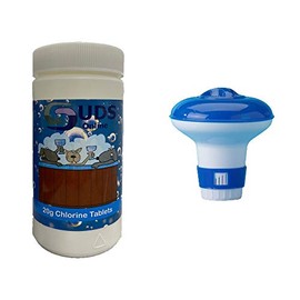 SUDS-ONLINE Floating Dispenser + 50 Ultimate Chlorine Tablets 20g Hot Tub Swimming Pool Spa