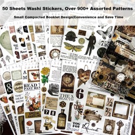 1000+ Pieces/50 Sheets Scrapbooking Sticker Set Scrapbooking Sticker Scrapbook Accessories Scrapbook Sticker Photo Album for DIY Scrapbook Accessories Photo Album Diary (Brown)