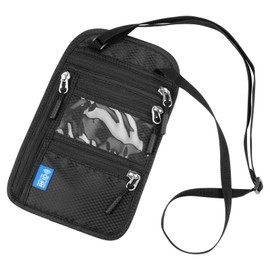 Neck Pouch with RFID Protection, Anti-Theft Chest Pocket Men, Waterproof Travel Wallet, Adjustable Unisex Security Pocket Travel for Passport Cards Smartphone Money, black, Neck pouch with RFID