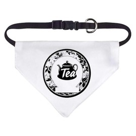 Small 'Tea with Teapot in Floral Frame' Dog/Cat/Pet Bandana (PD00064419)
