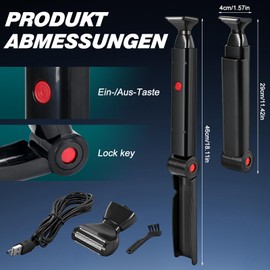 Rasoio elettrico per la schiena da uomo, depilazione e rasoio per il corpo, elettrico auto-schiena rasoio USB pieghevole per capelli