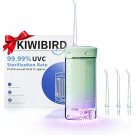 KIWIBIRD Travel Cordless Water Flosser Ultra-Portable 230mL IPX8 Waterproof UVC Light 4 Nozzles 3 Modes USB-C Chargingcolor: Grey