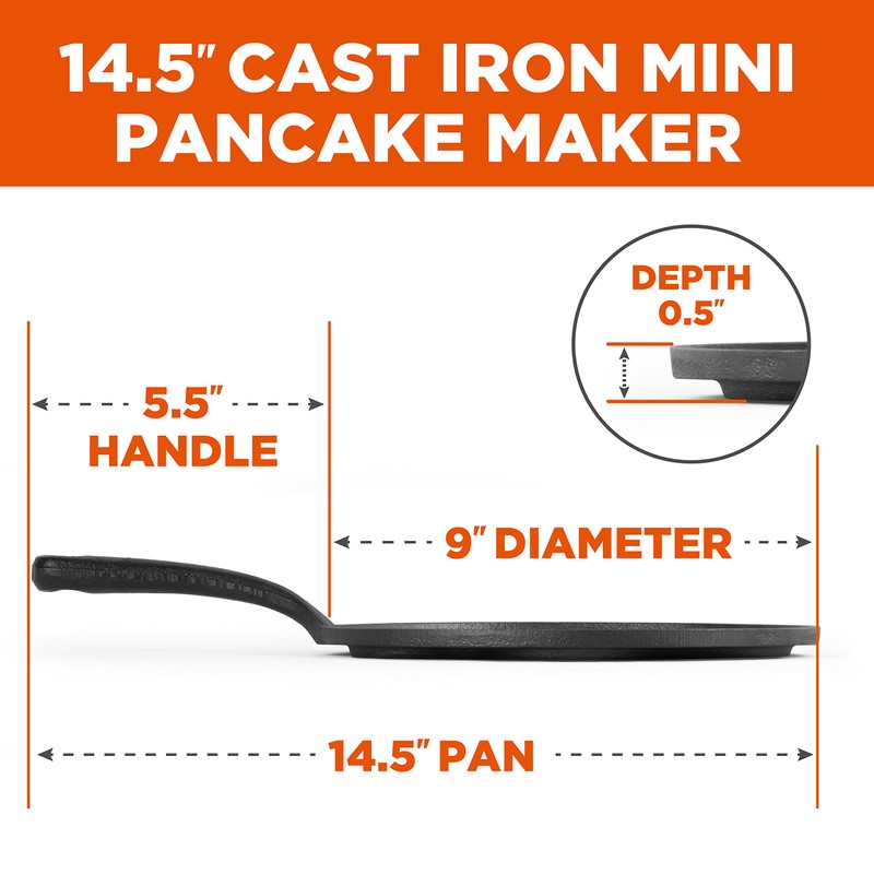 Commercial CHEF Cast Iron Pancake Pan, Silver Dollar Pancake Griddle,