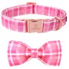 Lionheart Glory Pink Plaid Dog Collar, Adjustable Dog Collar with Bow Tie, Pet Gift Girl Collar for Dogs, Soft Bow Tie, Dog Collars for Small Dogs