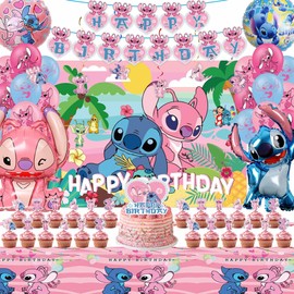 Birthday Party Decorations, Hawaii Party Supplies Include Banner, Balloons, Tablecloth, Cupcake Topper, Backdrop, Hanging Swirls for Girls Theme Party