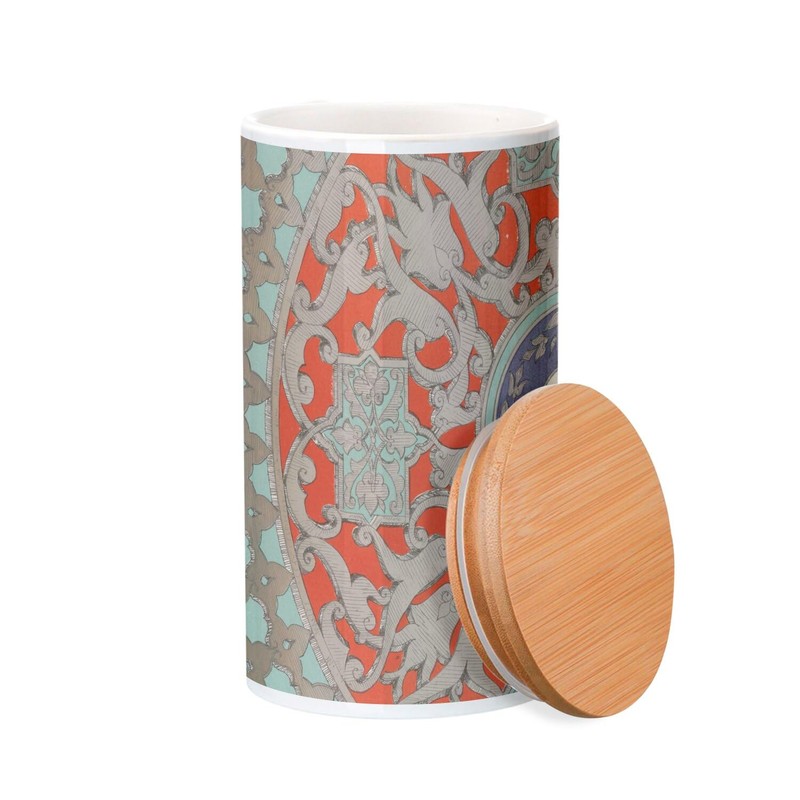 Fabulous Bamboo Ceramic Pot with Lid - Decorative Ornament Circle
