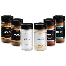 Osmo Seasonings and Salt Bundle By Chef Nick DiGiovanni, Flakey White Sea Salt, Garlic Salt, Signature Butcher Rub, Golden Gourmet Blend, Coastal Catch Seasoning & Garden Harvest Blend (Pack of 6)