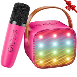 Karaoke Machine Kids Mini Karaoke Machine 2 Microphones for Kids and Adults, Kids Karaoke Machine for Girls with Voice Changer, Gifts Girls Toys for Boy 3 4 5 6 7 8 9 10+ Years (Rose)