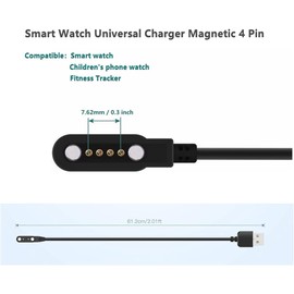 LKHSYAN Smart Watch Charger Magnetic 4 Pin Universal Smart Watch Charger Charging Cables for Smart Watch GT88 G3 KW18 Y3 KW88 GT68 (White)