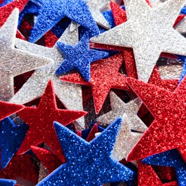 180 Pcs Patriotic Foam Stars Stickers Red Blue Silver Stars Self-Adhesive Stickers for 4th of July Independence Day Party Decor DIY Scrapbooks Greeting Cards Arts Craft Supplies