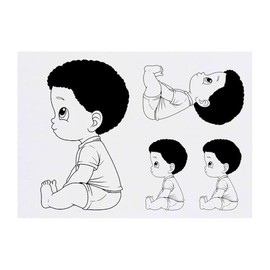 4 x 'Cute Sitting Boy' Temporary Tattoos - Water Resistant, Skin-Safe, Non-Toxic Transfers, Mixed Sizes (TO00081008)