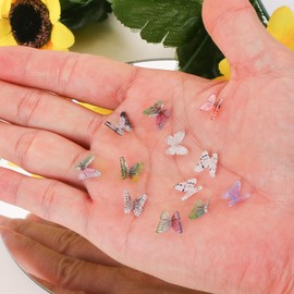 50PCS Mini Butterflies for Crafts Dollhouse Miniatures Resin Mini Things Tiny Butterflies for Fairy Garden Dollhouse Micro Landscaping Decoration