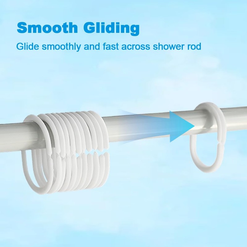 Armo® 24 x Plastic C Shaped Shower Curtain Hooks White