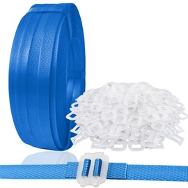 NEWANRAN Plastic Packaging Banding Strapping Kit, 1/2" x 500' Polypropylene Straps & 100 Buckles, Blue