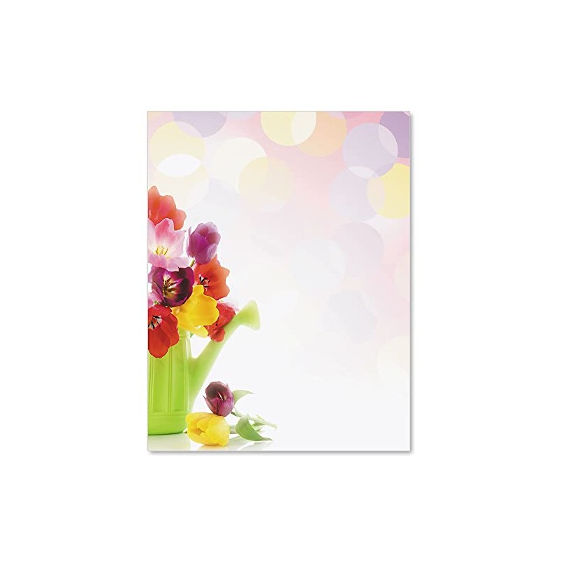 PaperDirect Spring Fresh Border Paper, Light Bubbles Background with Watering