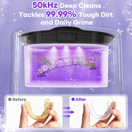 Ultrasonic Retainer Cleaner Machine, 50kHz Ultrasonic Jewelry Cleaner with 3 Modes, Dental Pod for Rings, Toothbrush Heads, Watches, Dentures, Retainers, 200ML Capacity, 304 Stainless Steel