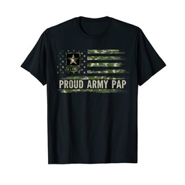 Vintage Proud Army Pap Camo American Flag Veteran Gift T-Shirt