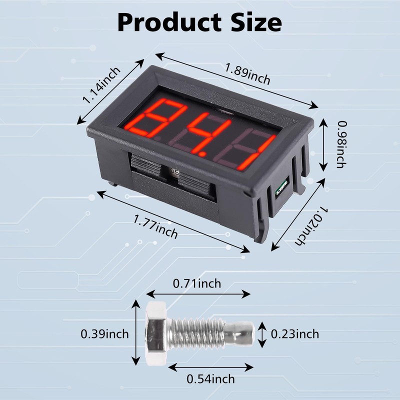 PEMENOL 12V Red Fahrenheit Digital Temperature Meter -76F~999F LED Display