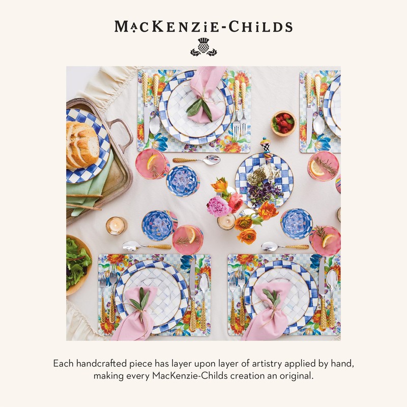 MACKENZIE-CHILDS Coupe Glass, Decorative Stemmed Cocktail Glass, 11 Ounces, Blue-and-White