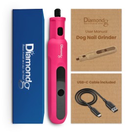 Diamondg Cordless Micro Dog Nail Grinder with Quiet Sound & LED Tip for Large & Small Dogs, 4hrs. Runtime - Electric Dog Nail Trimmer, Heavy Duty Rotary Tool Alternative to Toenail Clippers & Filers
