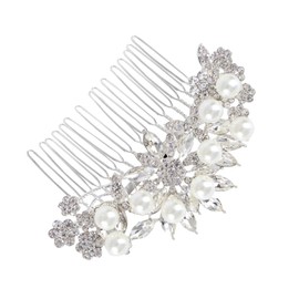 Beavorty Pearl Crystal Hair Comb Pearl and Rhinestone Hair Comb Hair Combs for Women Accessories Bridal Hair Comb Hair Claw Clips for Women Bridal Hair Accessories Wedding Miss Flowers
