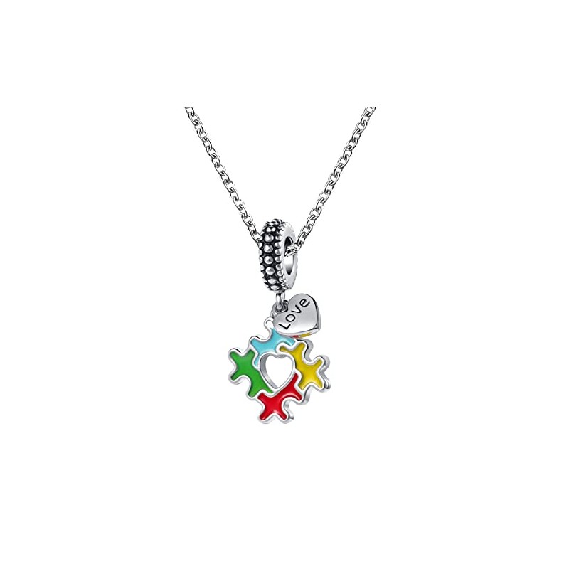 GMXLin Autism Awareness Charm Necklace Love Puzzle Piece Pendant for