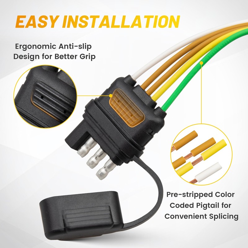 Oyviny 4 Pin 5 Wire Trailer Wiring Harness 18 Inches,