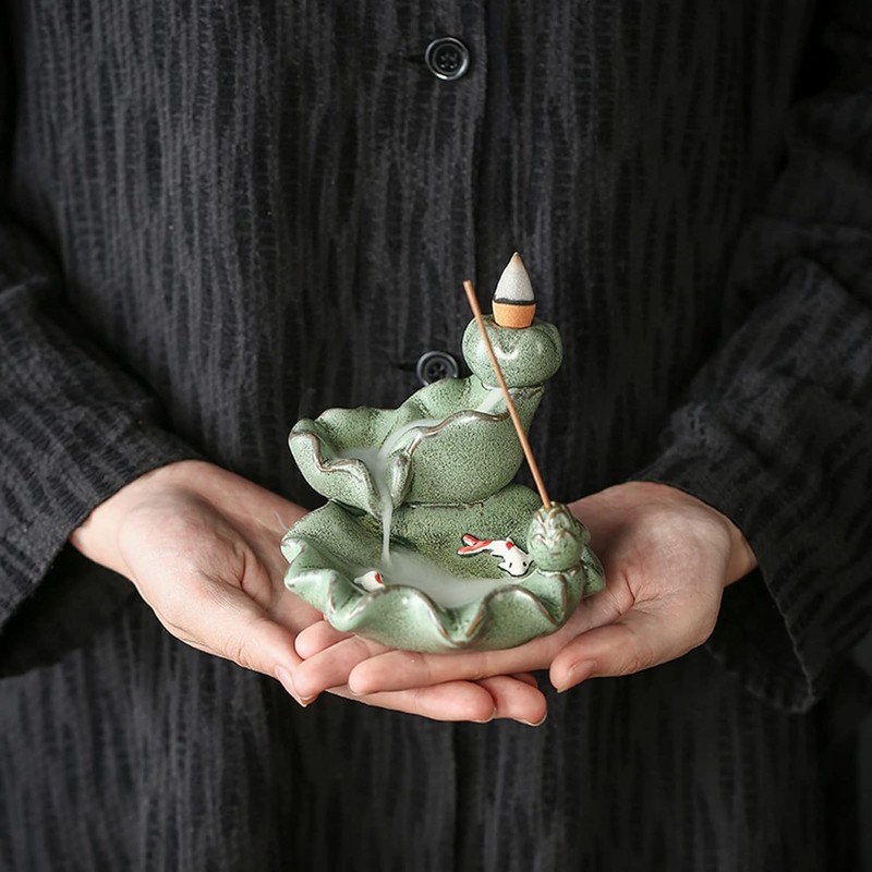 Taasmoog Backflow Incense Burner, Lotus Shaped Ceramic Incense Holder for