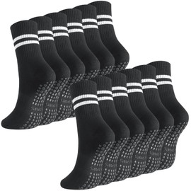 Zuimei 6 Pairs Pilates Socks Yoga Grip Socks Non Slip Socks Reformer Pilates Socks Grippy Socks for Women Pilates, Yoga, Gym Barre, Ballet, Dance, Barefoot Workout Black