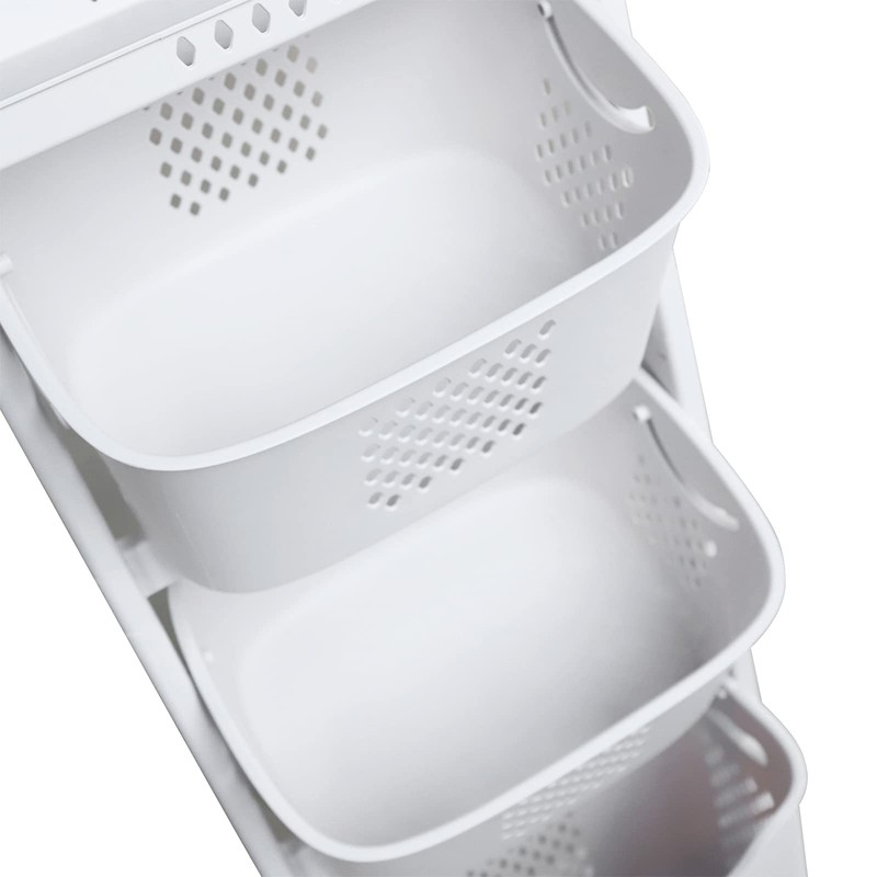 Laundry Basket, 3 Tiers Storage Basket Plastic Clothes Hamper Movable