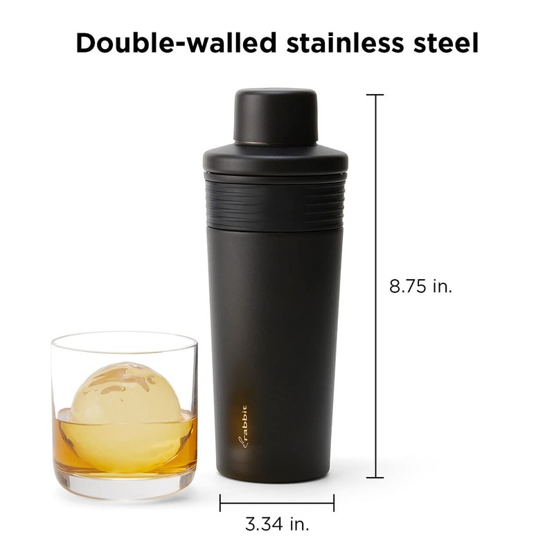 Rabbit Wine 18 oz Stainless Steel Cocktail Shaker, Multi-Use Stainless