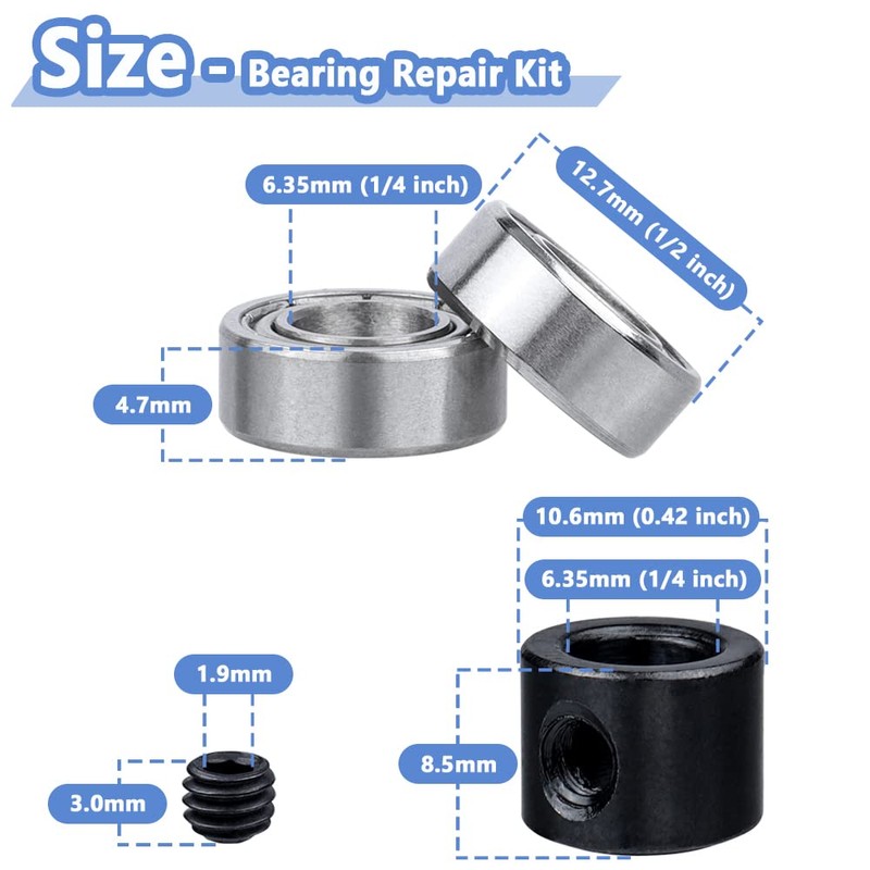 Mesee 5 Set Router Bit Bearings with Fixed Collars Kit,