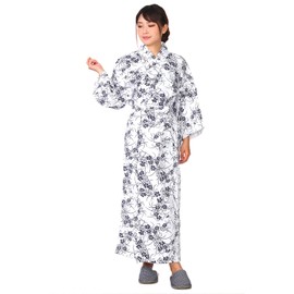 Japanese Textured White Gauze, Sleepwear, Women's, Double Layered, 100% Cotton, Sleepwear, Pajamas, Yukata, Inner, Nursing, Women, Ladies, navy
