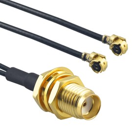 urcianow SMA Female to Double IPX Female RF Coaxial Cable 15cm 1.13mm OD Silver Plated 50 Ohm Antenna Cable for WiFi GPS Drone 2 Pack