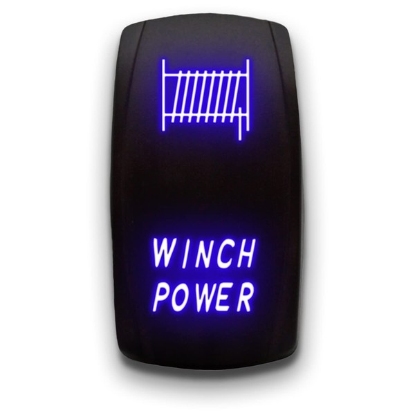 Winch Power - Blue - Laser Etched 5-Pin Double Pole Single Throw Winch Power ON-Off DPST Toggle Switch 20A 12V