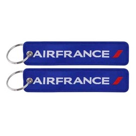 Air France AirFrance Airlines French Flag Airline Carrier Aircraft Air Airplane Flight Keychain Key Tag Chain Fob Ring, Mixed, 5.1 x 1.2 inches