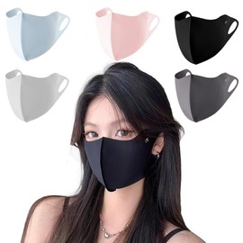 YiyiLai Ultra Thin Face Cover, 3D 3D Sun Protection Mask, Cooling Sensation, No Line, UV Protection Mask, Quick Drying, UV Protection, Ultra Thin, 3D Dimensional, Pack of 5