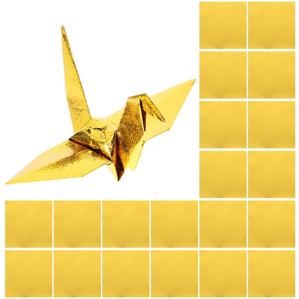 Operitacx 100 Sheets 15 x 15 cm Golden Origami Paper,