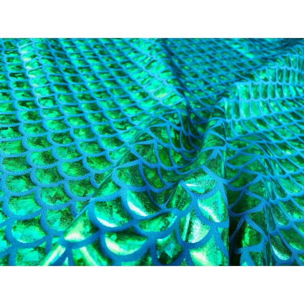 LushFabric Mermaid Scale Print Fabric Fish Tale Scales Foil -