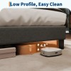Modern King Bed Frame Headboard, Linen Fabric Upholstered Platform Bed