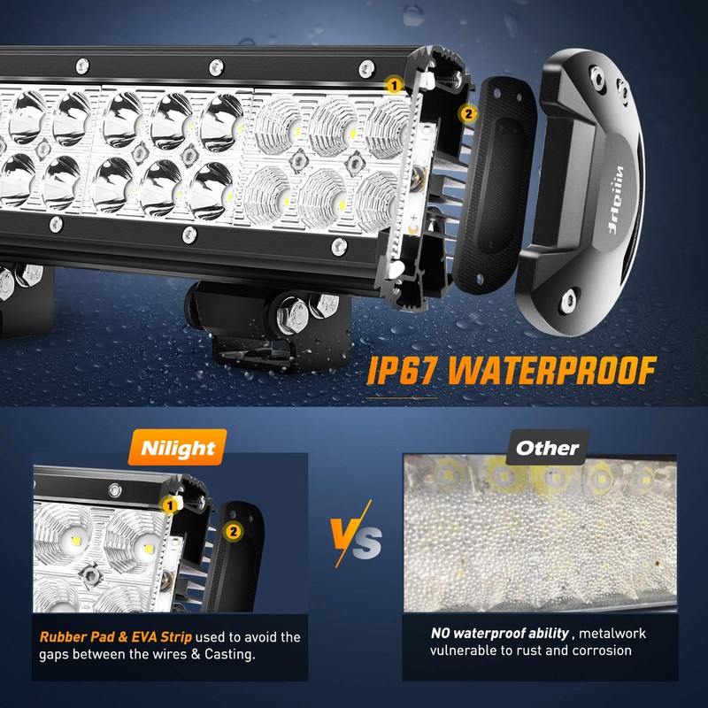 Nilight Led Light Bar 2Pcs 12Inch 72W 5040 LM Spot