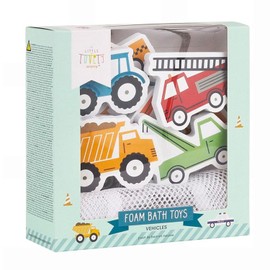 A LITTLE LOVELY COMPANY Foam Bath Toy with Storage Net with Suction Cups / Vehicles