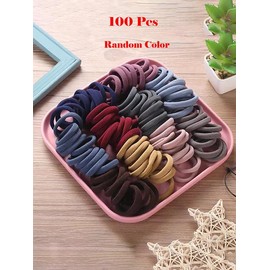 Spring/Summer Women's Simple Style Plain Hair Tie for Ponytail Holder, 100pcs Casual Hair Ties for Summer Hairstyles, Trendy Elastic Hair Tie for Women & Girls, Minimalist Headwear Suitable for Thick Hair for Daily Use