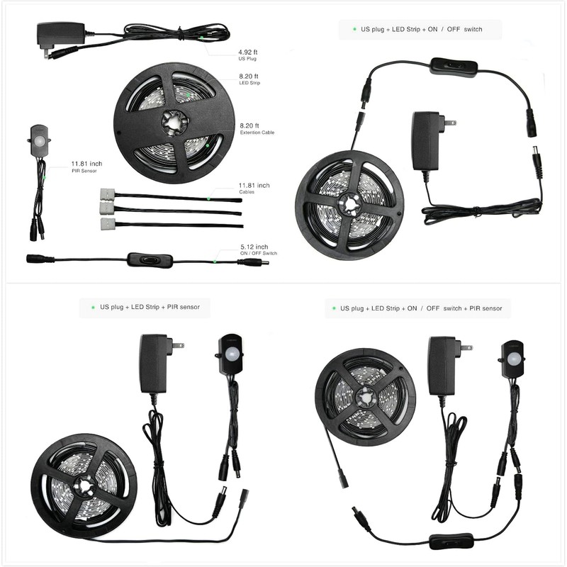 Sensky 19.7ft/6m Motion Activated LED Strip Light Kit with FCC