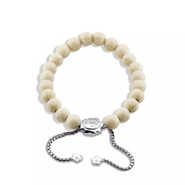 CHC Fine Jewelry Women's 8mm Natural River Stone Bead Bracelet Adjustable size Sterling 925