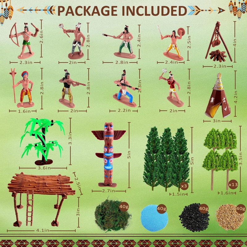 Morofme Native American Indians Figures Toys Set Plastic Indians Action
